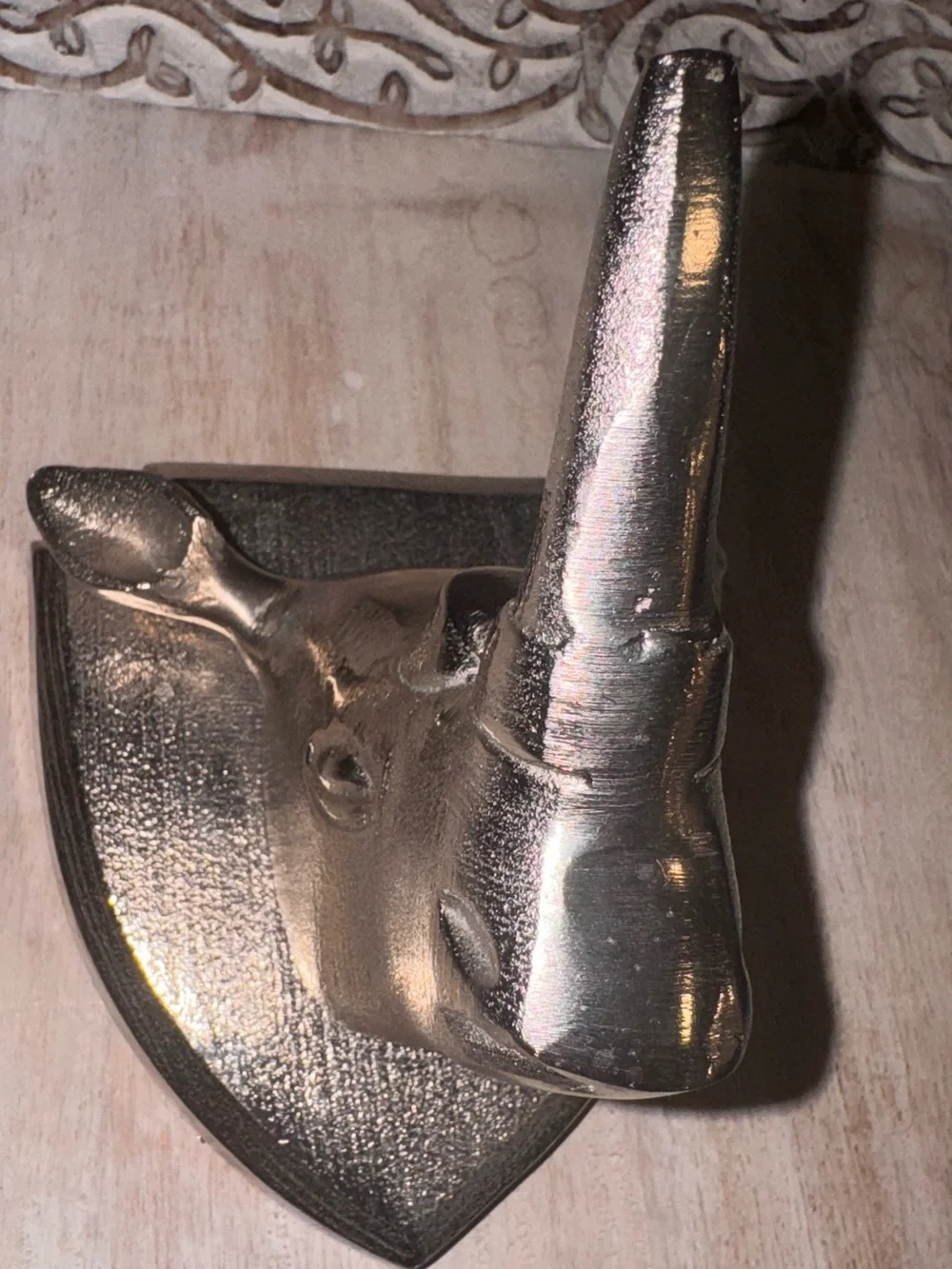 Metallic Rhinoceros Wall Hook